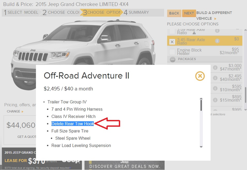 Illustration for article titled Offroad Adventure pkg deletes rear tow hook?..
